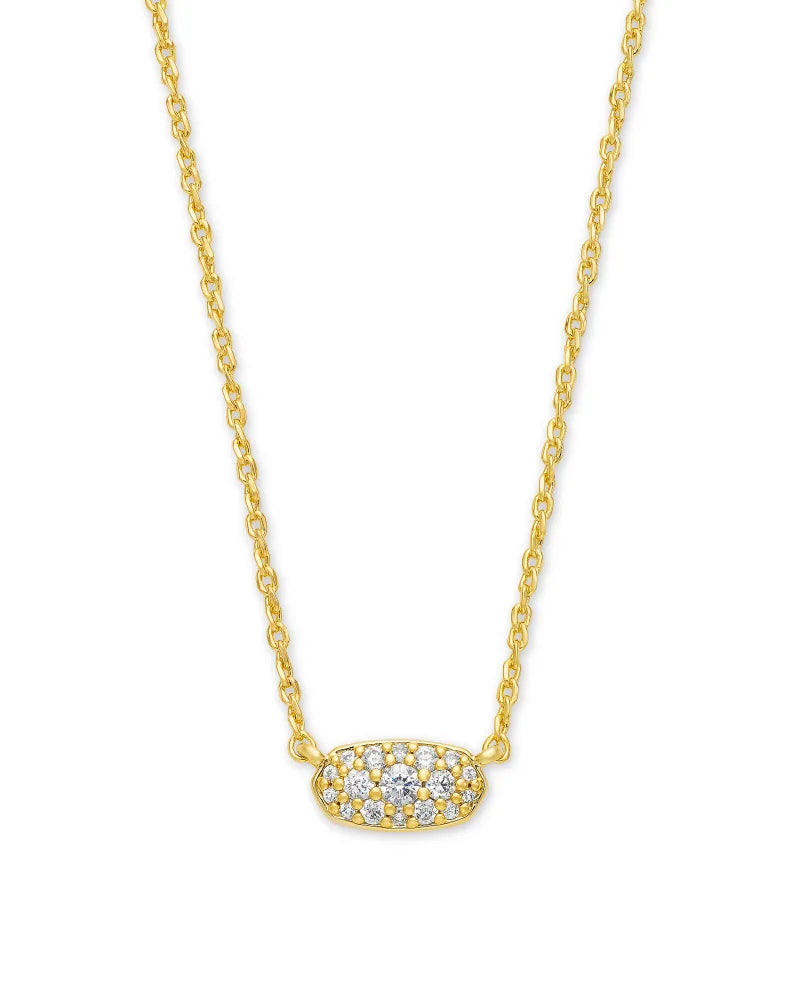 Grayson Gold Pendant Necklace-White Crystal