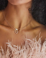 Grayson Gold Pendant Necklace-White Crystal