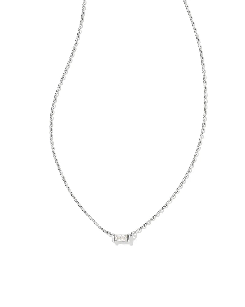 Juliette Rhodium Pendant Necklace-White Crystal