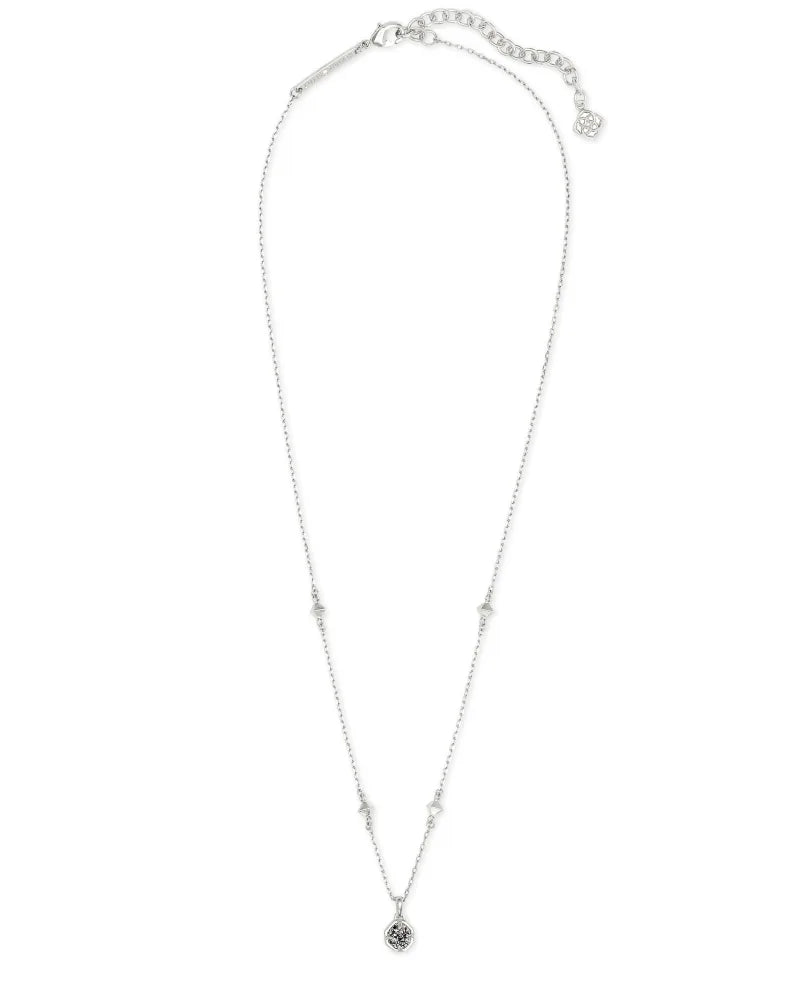 Nola Rhodium Short Pendant Necklace-Platinum Drusy