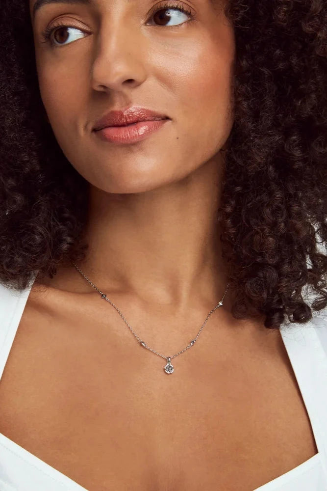 Nola Rhodium Short Pendant Necklace-Platinum Drusy